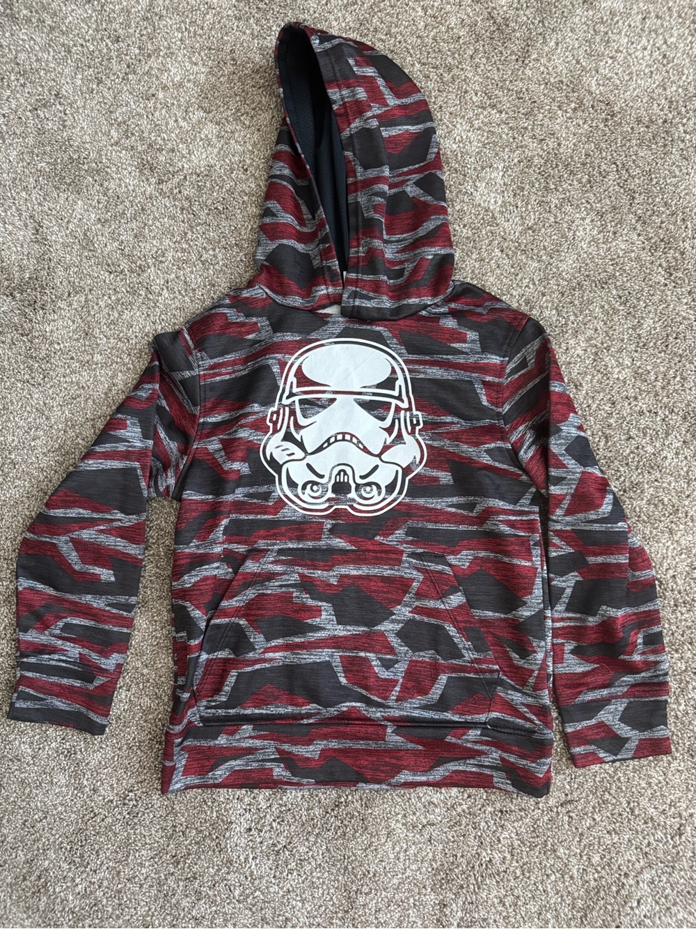 Star Wars Youth Red and Black Camo Stormtrooper Hoodie Medium Size 8